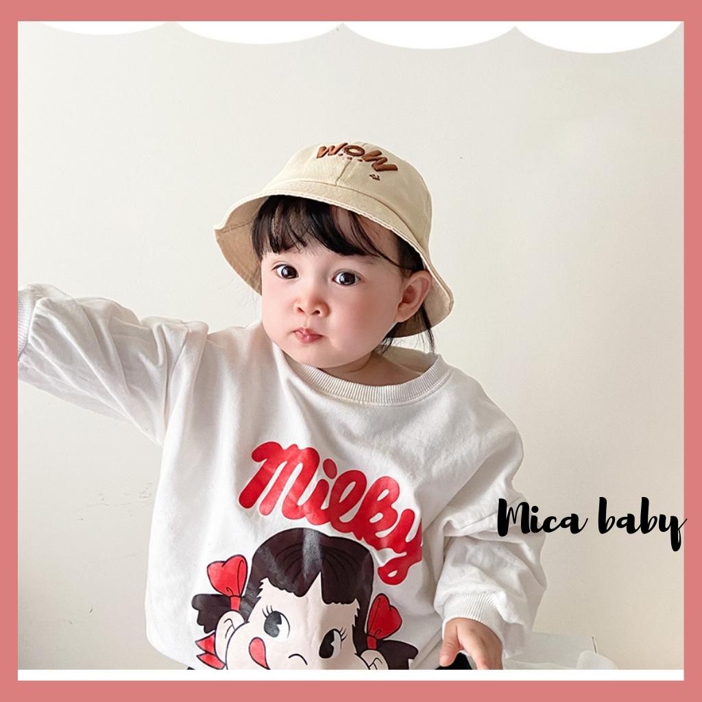 Mũ bucket tai bèo họa tiết chữ dễ thương cho bé MH134 Mica Baby