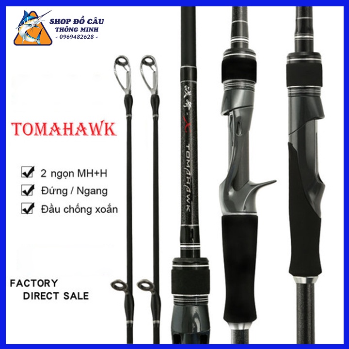 Cần câu lure Tomahawk 2 ngọn MH + H, Cần Câu chính hãng, cần câu cao cấp chất liệu tốt, dễ dàng sử dụng