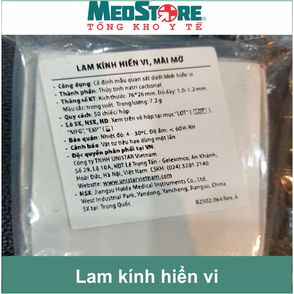 Lam kính hiển vi trong suốt 7102, mài mờ 7105 (hộp 50 - 72 kính)