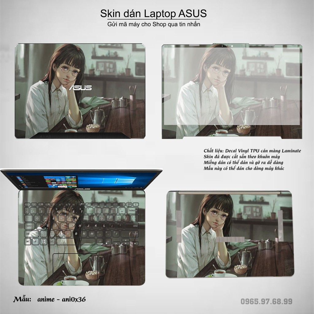 Skin dán Laptop Asus in hình Anime image (inbox mã máy cho Shop)