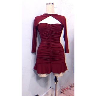 Đầm xoắn cổ nhún body bigsize