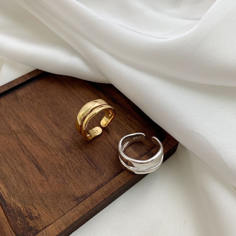 Nhẫn hở kiểu gợn sóng kiểu dáng đơn giản thời trang phong cách Harajuku dành cho bạn nữ