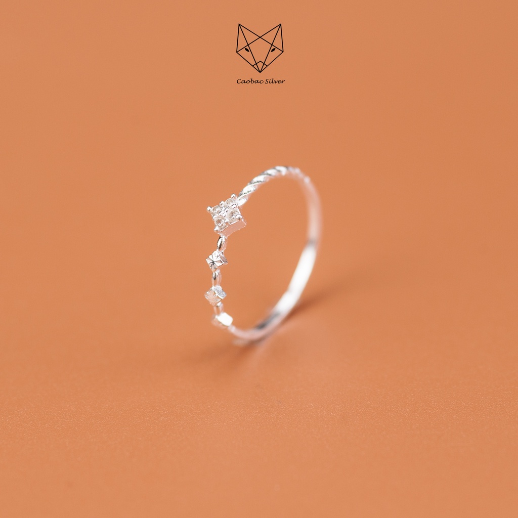 Nhẫn Bạc Ta S925 Cao Cấp CaoBac Silver Hoạ Tiết Kim Cương Nhân Tạo Mini Phong Cách Cá Tính Dành Tặng Riêng Cho Bạn Gái