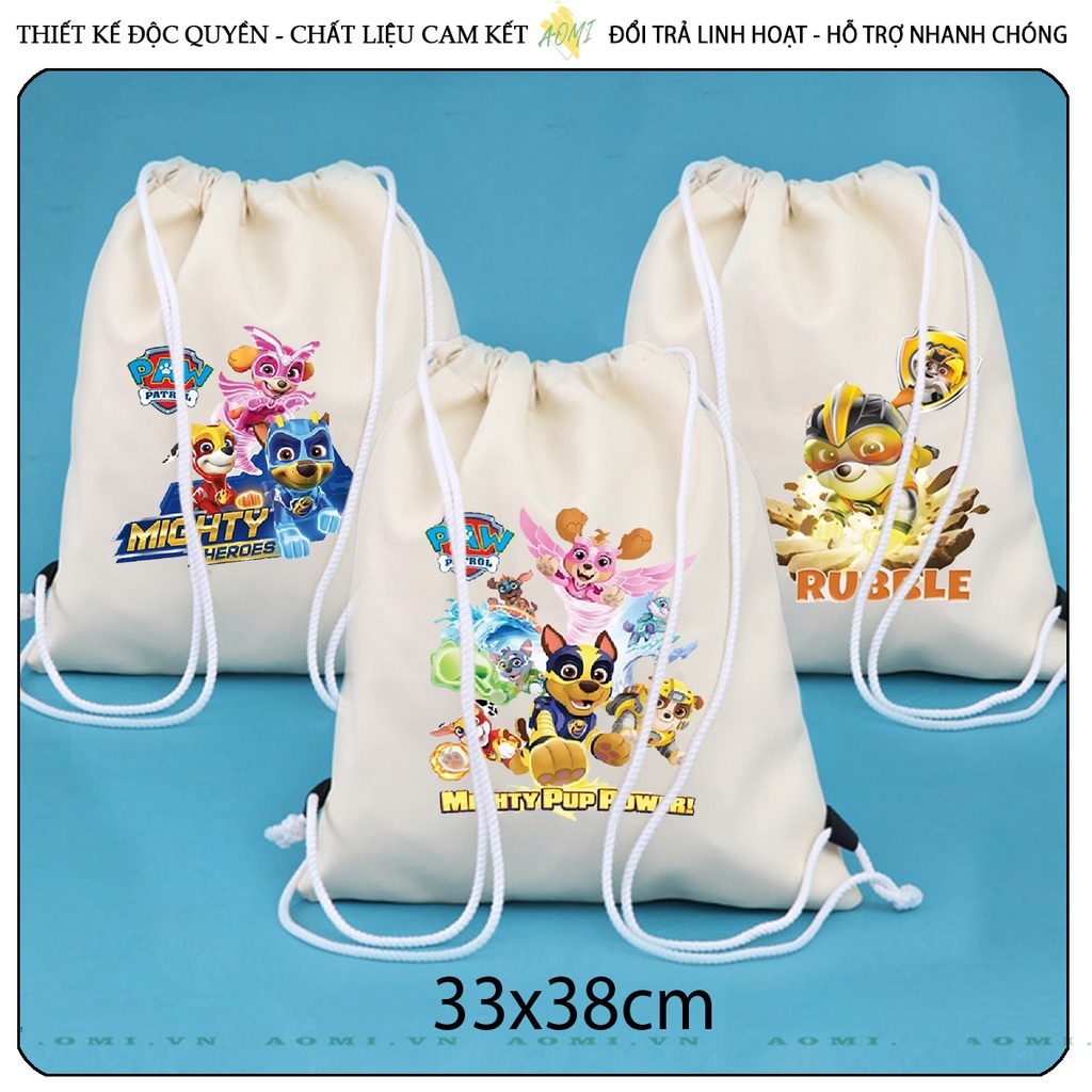 BALO MINI Đội Chó Cứu Hộ Paw Patrol AOMIVN DÂY RÚT ĐEO VAI 33x38cm NHỎ XINH UNISEX CHẤT CANVAS CUTE TIỆN ÍCH DU LỊCH