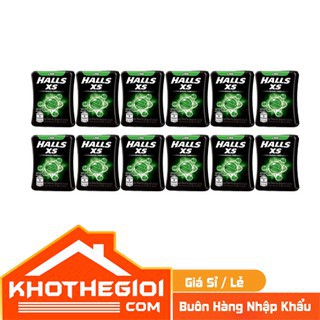 Lốc 12 Hộp Kẹo Ngậm Không Đường HALL XS Hương Bạc Hà (15g/Hộp)