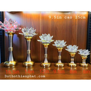 Cặp đèn thờ đá pha lê 9.5in