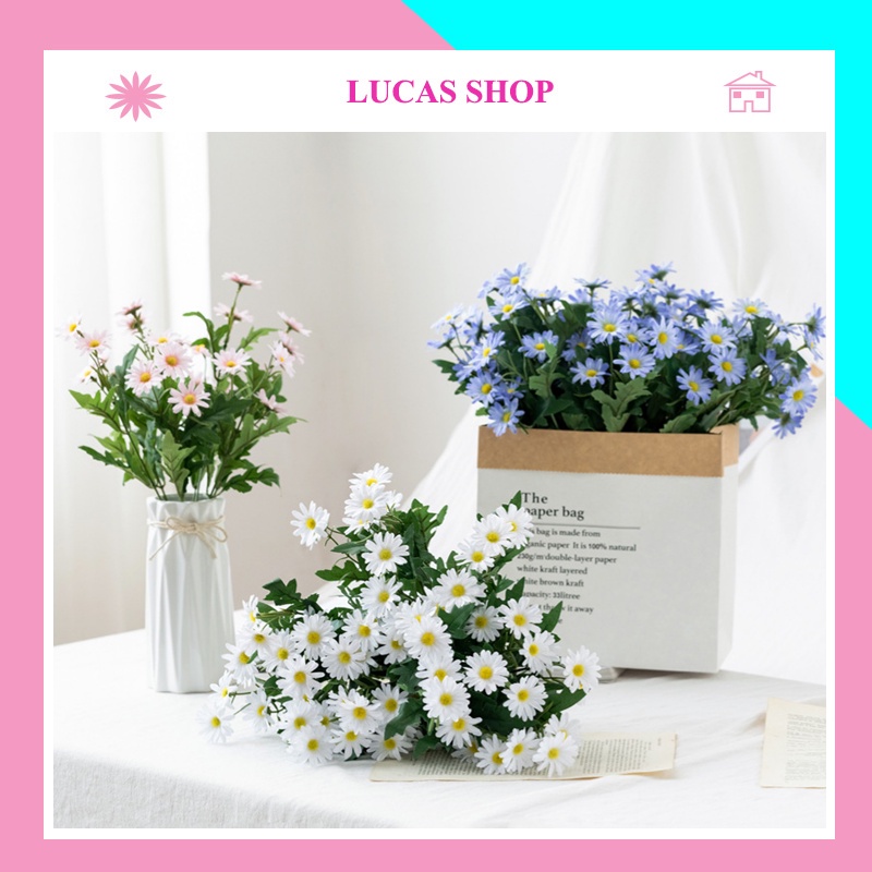 Hoa Giả - Cụm Hoa Cúc Giả 40cm Trang Trí Nội Thất, Cửa Tiệm Tinh Tế, Thanh Lịch