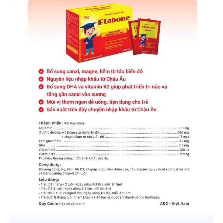 CANXI TỰ NHIÊN TỪ TẢO BIỂN ĐỎ ( ETABON)