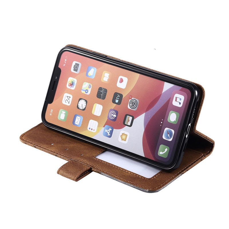 Bao da điện thoại mềm phối 2 màu kiểu lật bảo vệ toàn diện cho IPhone11 XR XS Max I8 I7 Plus SE 2020