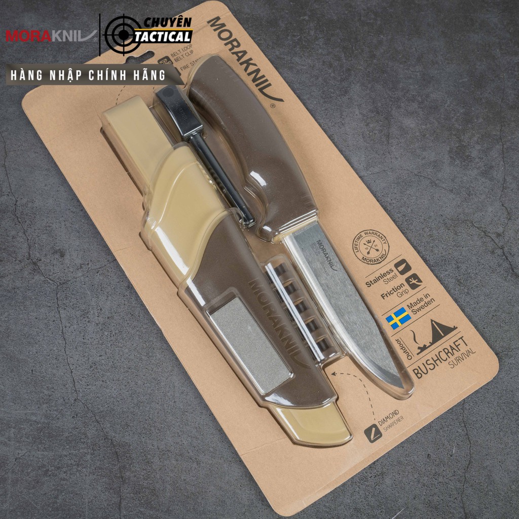 Dụng cụ dao phượt, dao dã ngoại Morakniv® Bushcraft Survival - Thép Không Gỉ - Hàng nhập chính hãng - Made in Sweden