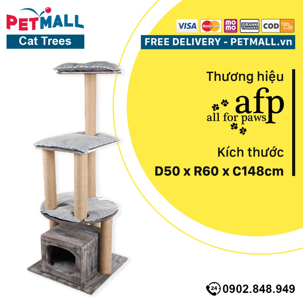 Trụ mèo cào 3 tầng AFP Vintage Cat - D50cm x R60cm x C148cm Petmall