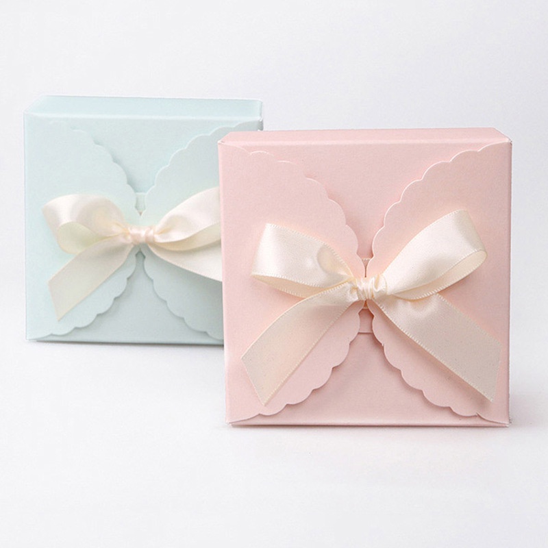 Hộp Giấy Gấp Đựng Quà Cưới Màu Trơn Hình Vuông 9 * 9 * 5cm