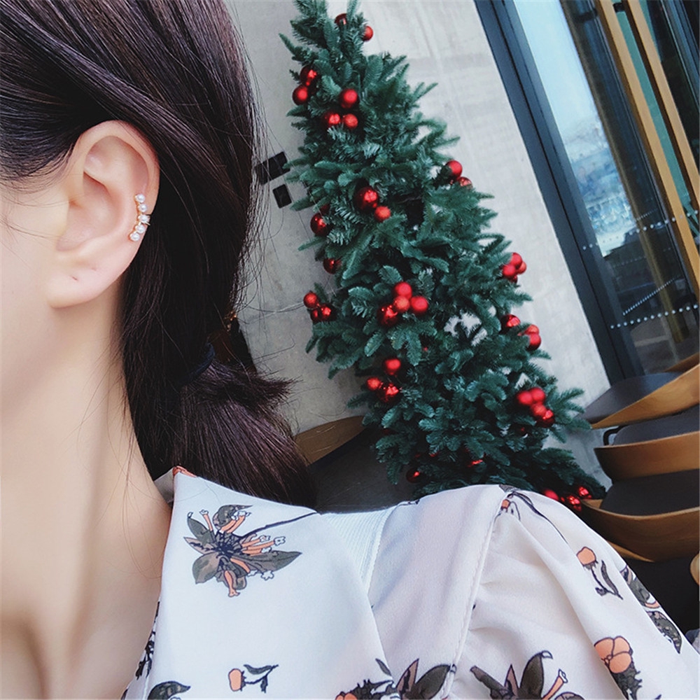 【COD】1 Khuyên Kẹp Tai Ngọc Trai Đơn Giản Thời Trang Hàn Quốc