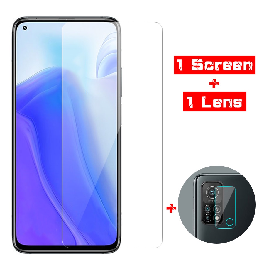 2 trong1 HD Mặt trước và Bảo Vệ Camera Kính Cường lực Bảo Vệ Màn Hình cho Xiaomi Redmi Note 10 10s 9 9s 8 7 Pro Mi 10t 9t Pocophone F1 Poco F2 F3 M3 X3 Nfc 9a 9c 8a K40 K30 K20 Chống vết dầu Mặt trước Miếng dán màn hình