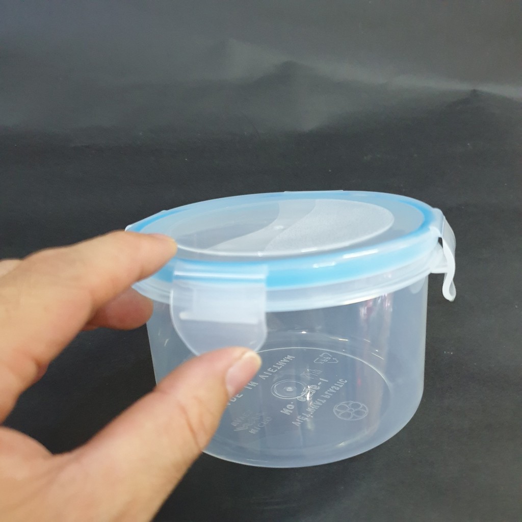 Hộp thực phẩm Chuẩn Xịn Việt Nhật, hộp đựng thức ăn để tủ lạnh loại cao cấp, hình tròn cỡ số 2, có nắp đạy chắc chắn