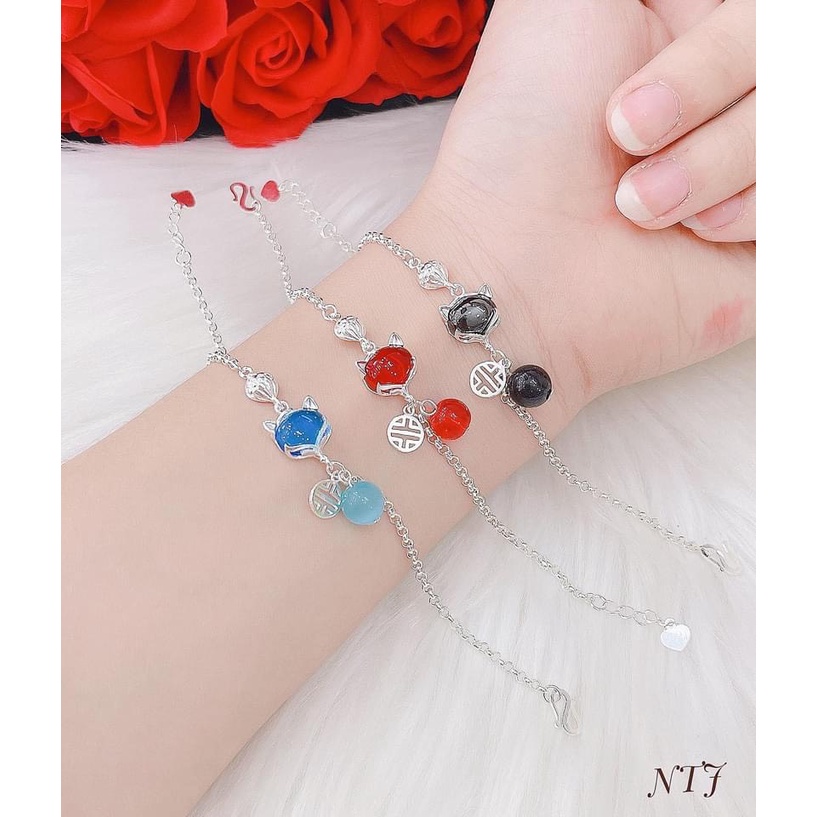 Lắc tay nữ hồ ly đủ màu may mắn tình duyên chất liệu bạc ta - Kho sỉ bạc Nhất Linh
