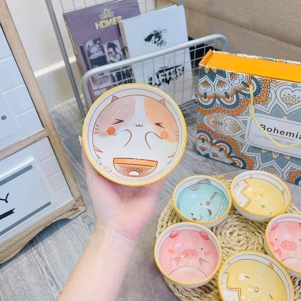 Bộ 6 bát sứ kèm đũa xinh xắn