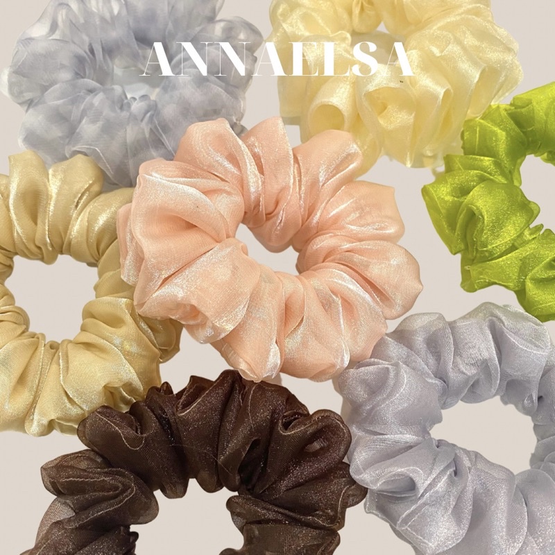 ANNAELSA Dây Cột Tóc - Scrunchies Vải Voan Màu Sắc Dễ Thương S013