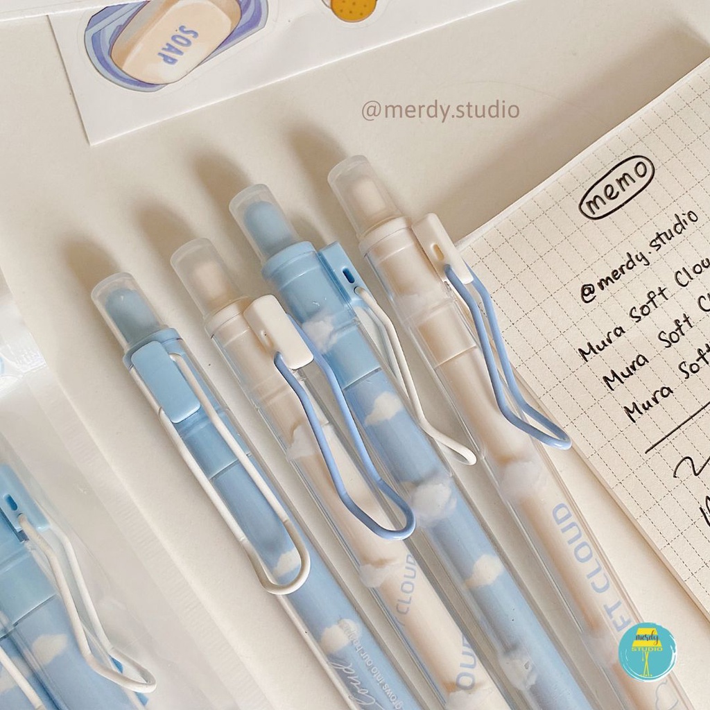 Bút bấm Mura Soft Cloud thiết kế đám mây trôi sáng tạo mực đen, ngòi 0.5mm