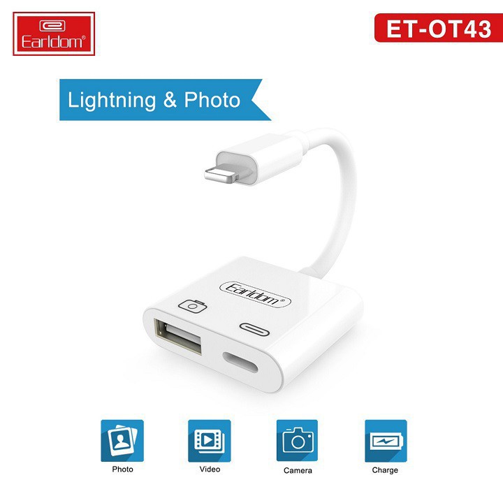 [OTG Iphone] Jack OTG Chuyển Từ Cổng Lightning Sang 1 Cổng USB và 1 Cổng Lightning OT43 | BigBuy360 - bigbuy360.vn