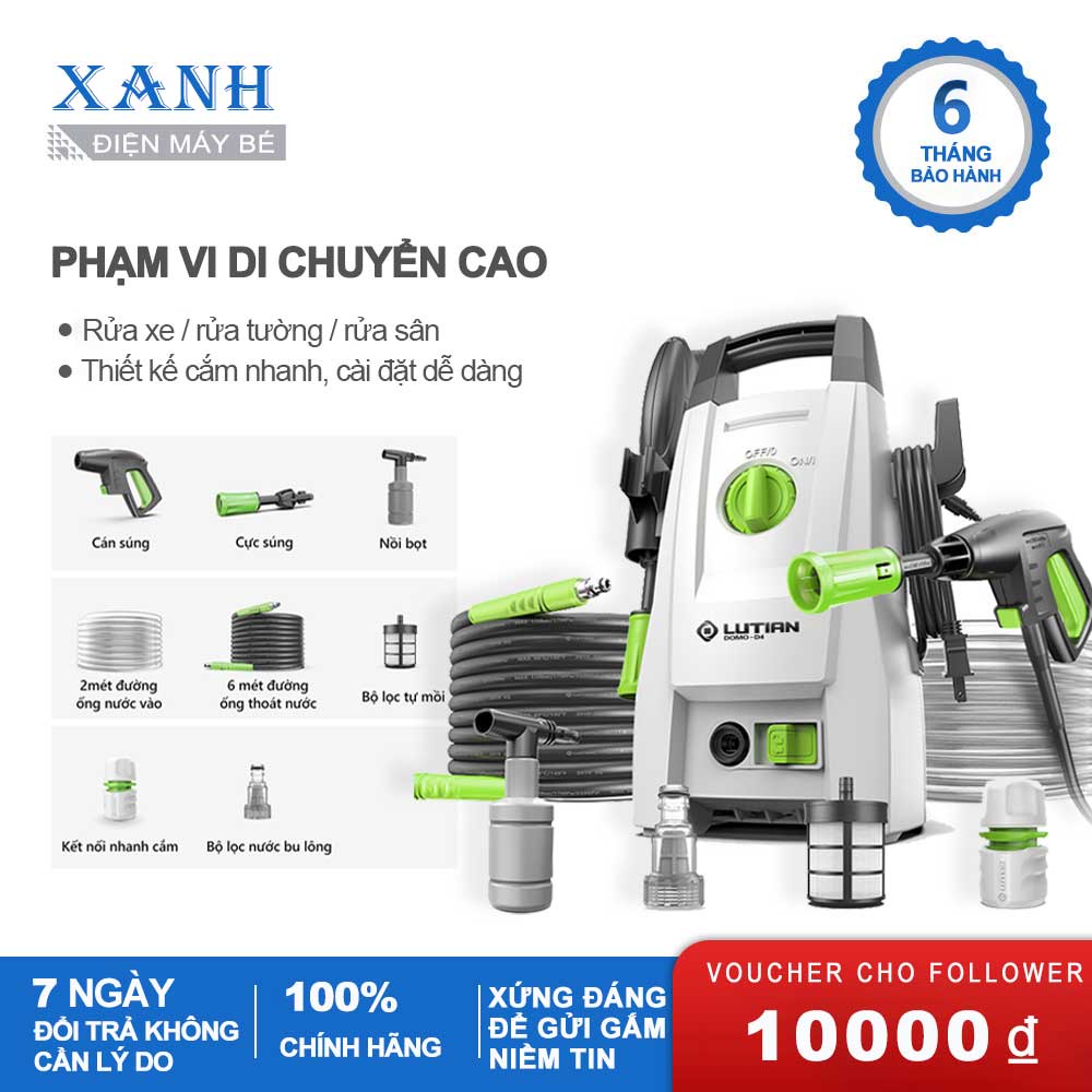 tại nhà công suất mạnh 1400W máy rửa xe mini chất lượng cao áp lực cao xịt rửa xe dễ dàng tiện dụng cao cấp