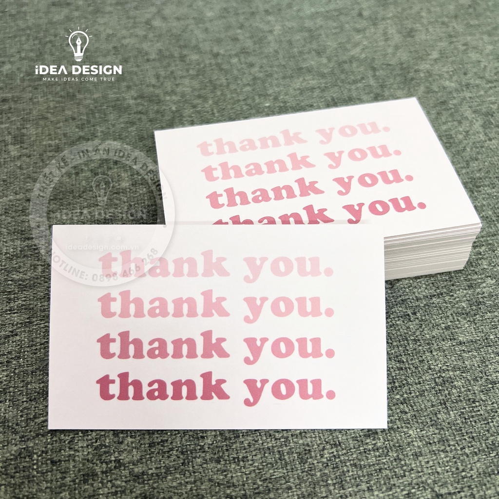 Thiệp cám ơn, thank you card khách tự điền nội dung - Giấy C300 - Cán màng mờ 2 mặt