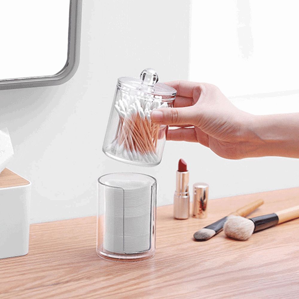 Hộp đựng tăm bông/bông tẩy trang bằng nhựa trong suốt đa năng tiện dụng cho phòng tắm