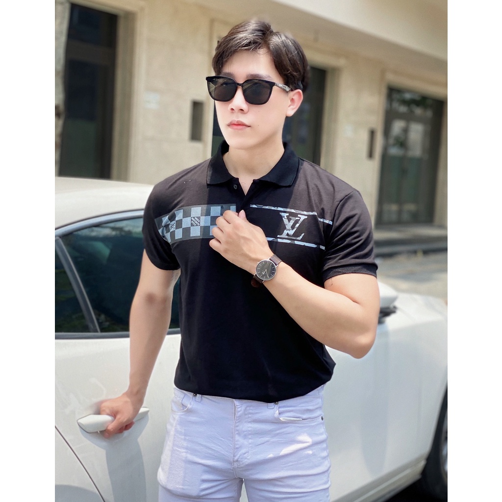 ÁO THUN POLO NAM LOGO NV PHỐI SỌC CARO