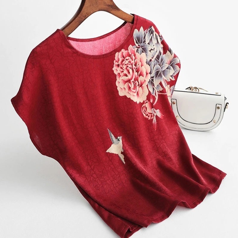 Áo thun nữ rộng rãi ngắn tay dành cho phụ nữ trung niên