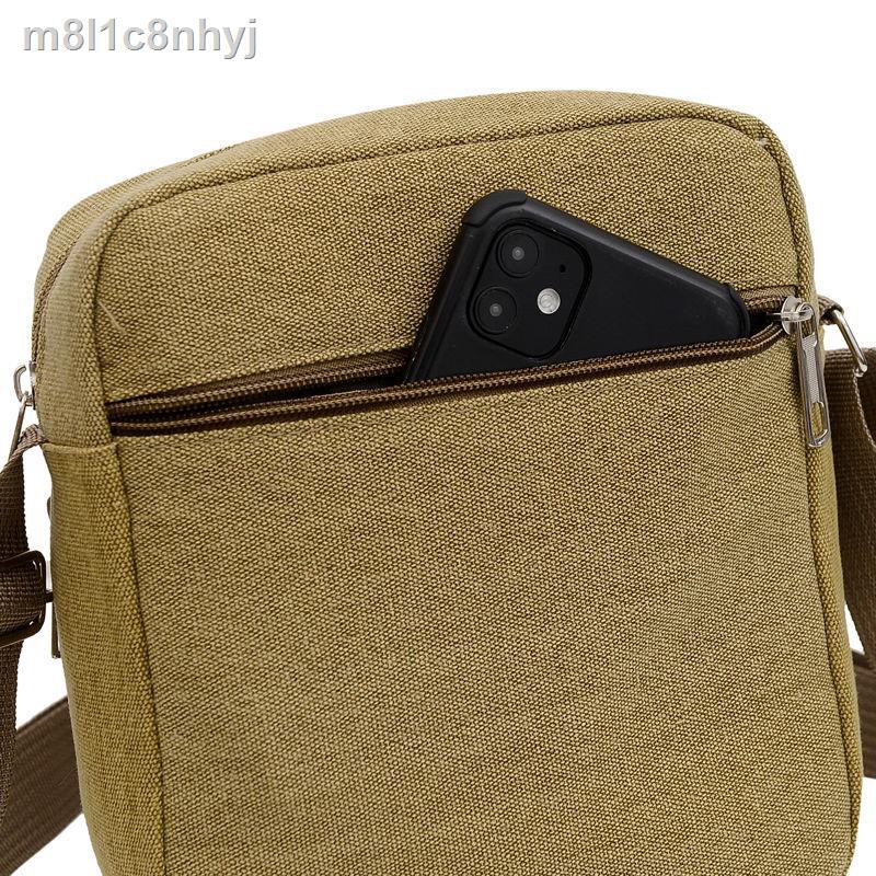 túi đeo vai vải mới của nam giới vuông nhỏ nhiều dây kéo giản dị cổ điển kinh doanh ba lô chéo đựng tiền xu | BigBuy360 - bigbuy360.vn