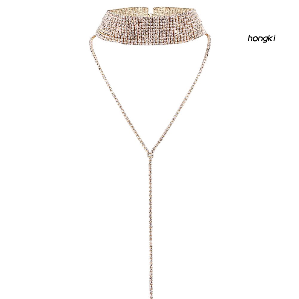 Vòng cổ choker nhiều lớp đính kim cương giả thời trang cho nữ