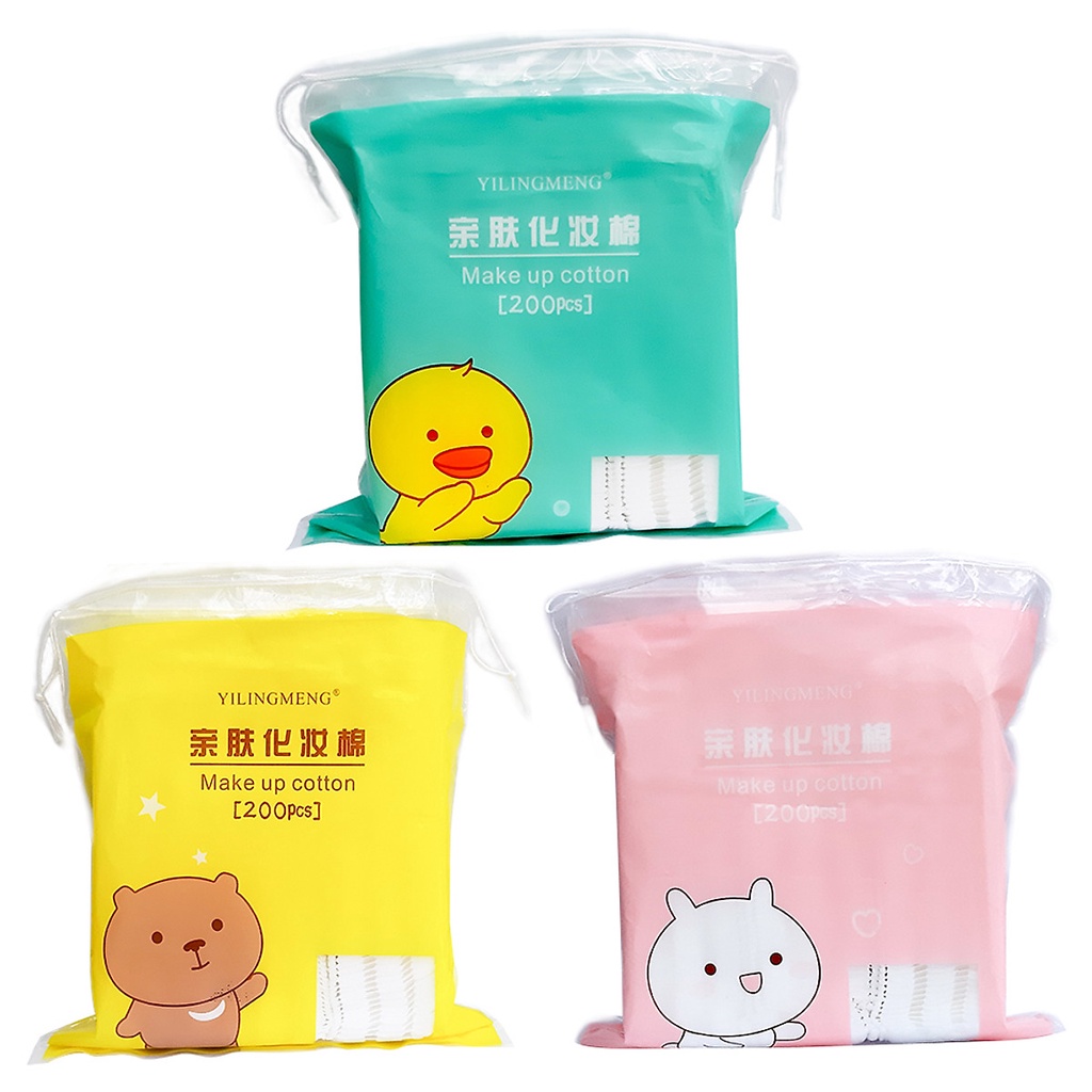 Bông Tẩy Trang 200 Miếng Làm Sạch Da Bông Tẩy Trang Túi Gấu Vịt Thỏ