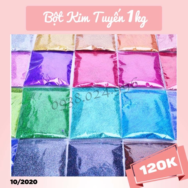 [1KG] Bột Kim Tuyến Mịn Lấp Lánh Trang Trí Đủ Màu Sắc