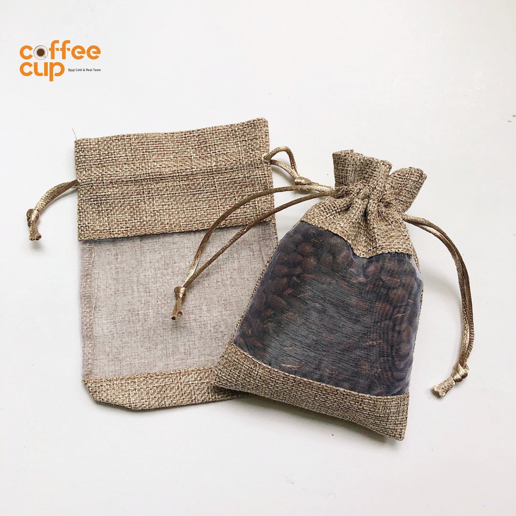 Túi thơm cà phê CoffeeCup, 100% nguyên chất hạt cà phê Arabica cầu đất 50g, túi thơm cà phê treo xe ô tô, khử mùi