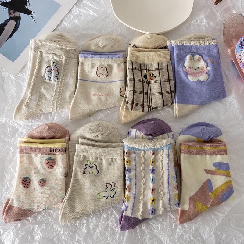 Hàng Có Sẵn#Vớ Mỏng Dài Trung Bình In Họa Tiết Hoạt Hình Dễ Thương Thời Trang Thu Đông Phong Cách Nhật Bản Cho Nữ