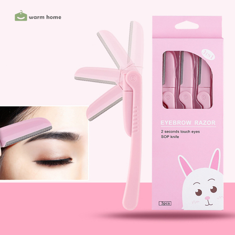 (Hàng Mới Về) Bộ 3 Dao Cạo Lông Mày Bằng Thép Không Gỉ