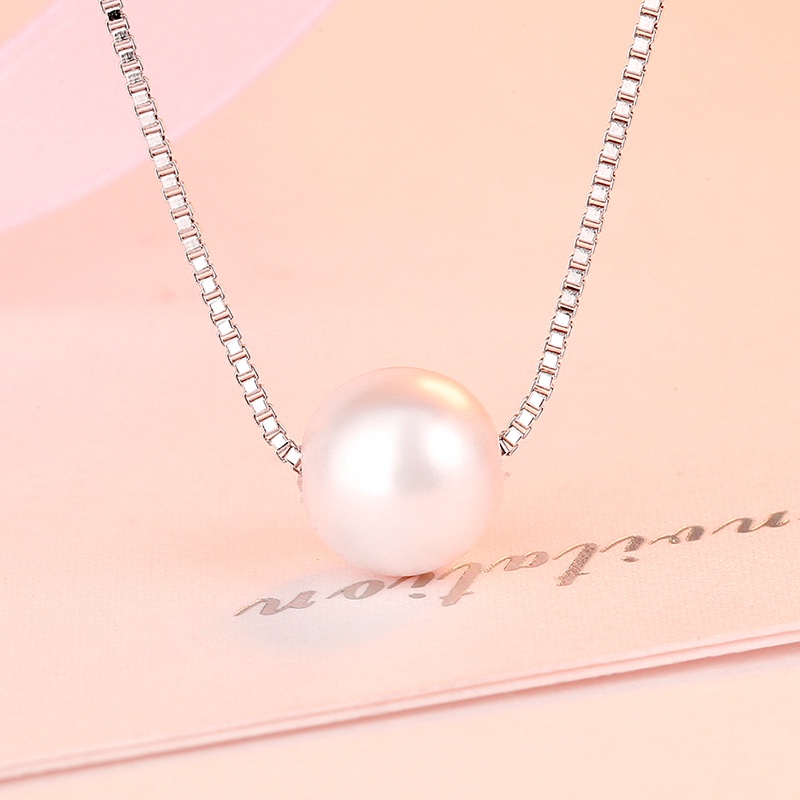 Dây chuyền hạt trai xỏ ngang cổ điển mạ bạc