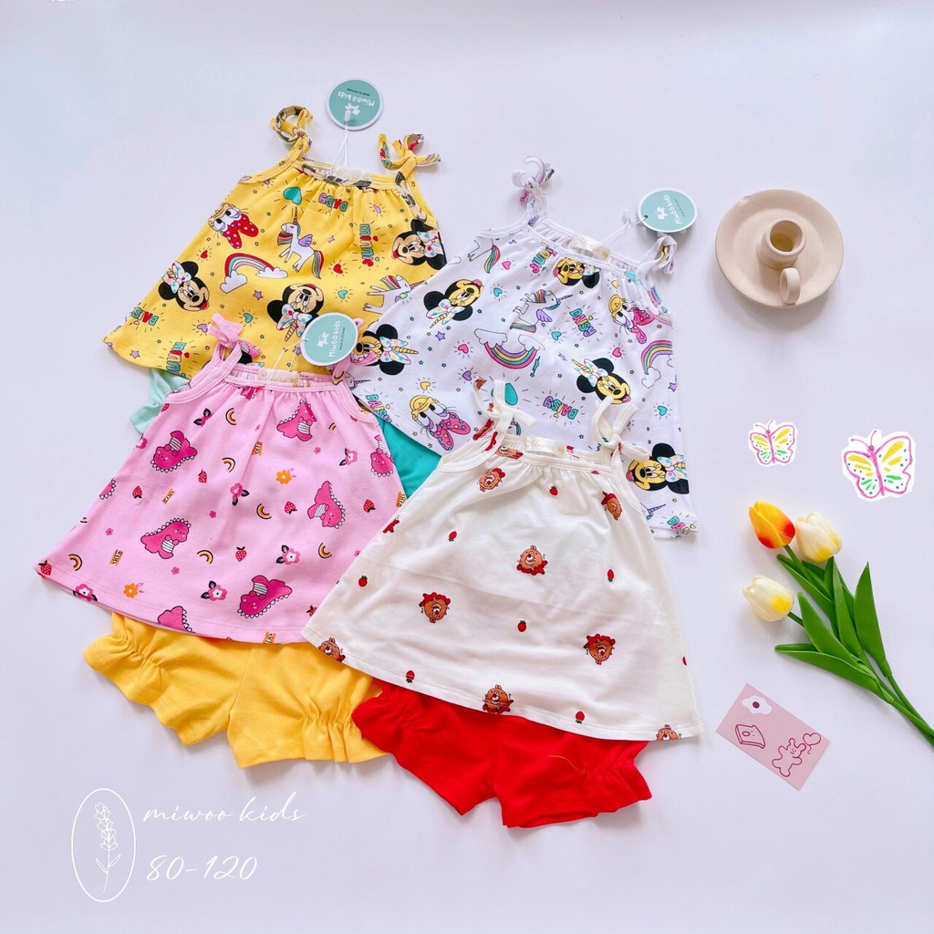 Bộ 2 dây cotton bozip cho bé gái