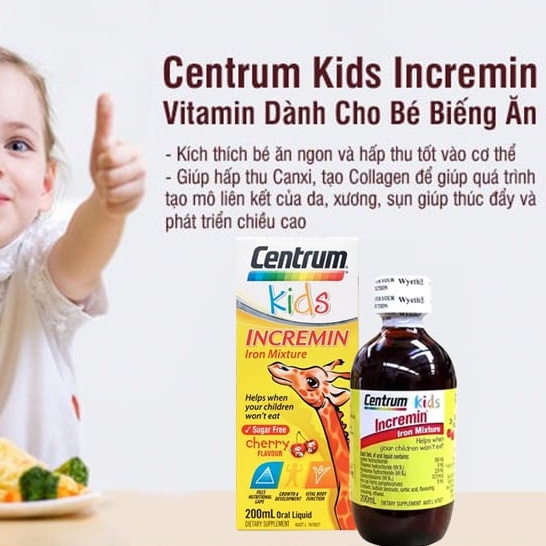 Centrum Kids Incremin 200ml – Vitamin dành cho bé biếng ăn, tăng đề kháng