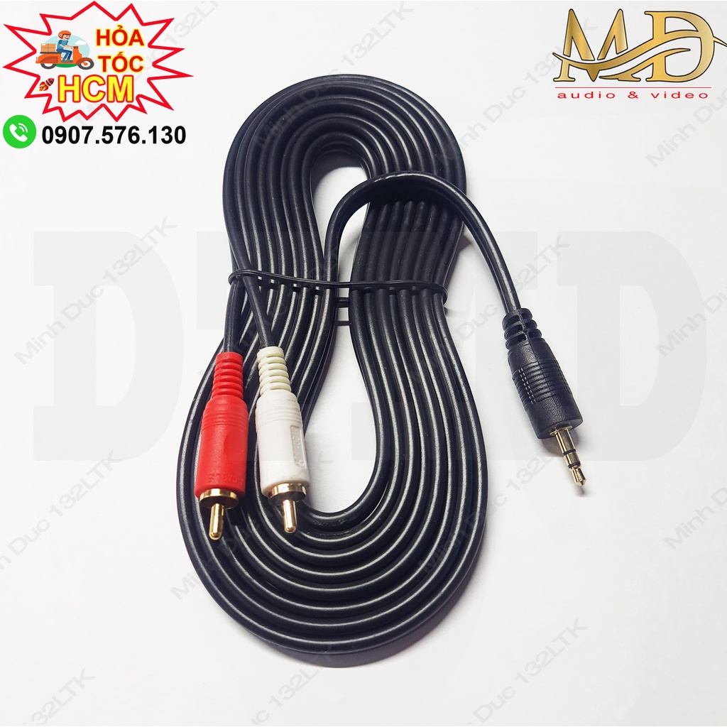 Cable 3.5mm to RCA - Dây 3.5 ly sang 2 AV bông sen JSJ Italia Monster - kết nối điện thoại máy tính tivi tới loa amply