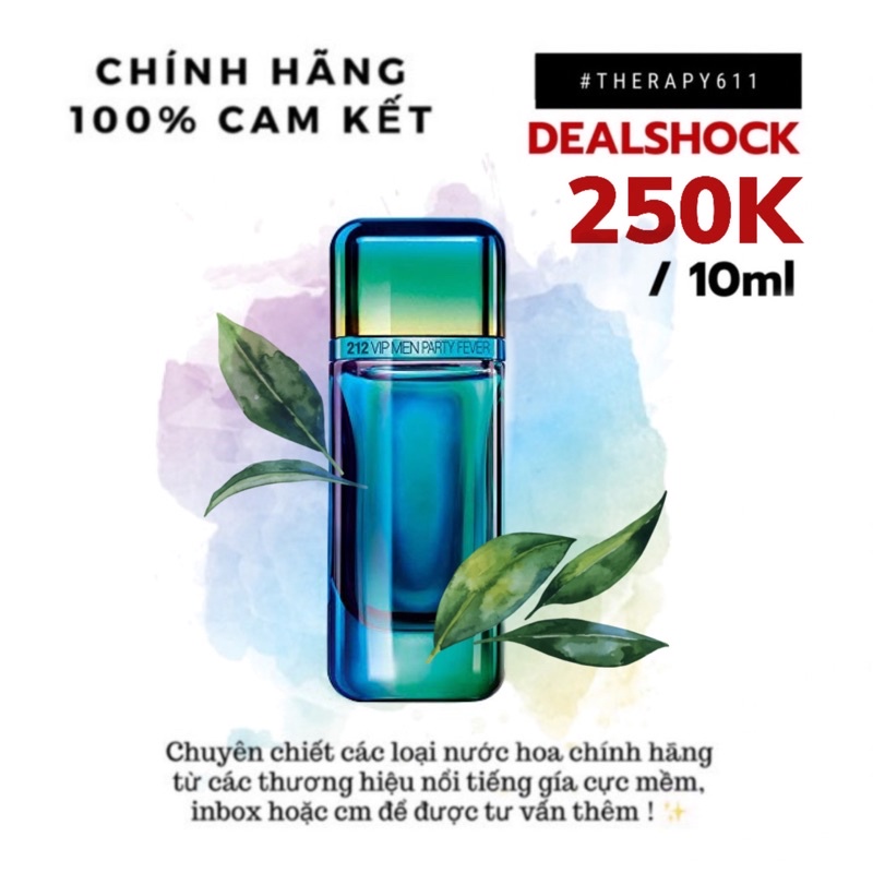 [𝗦𝗔𝗟𝗘]..::✨Mẫu Thử Nước Hoa 212 vip men party fever (5ml/10ml/20ml)✨::..