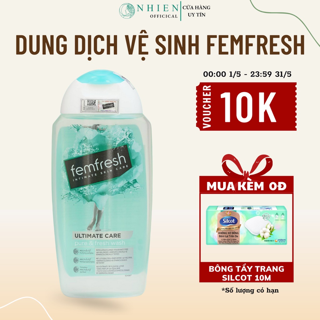 Dung dịch vệ sinh phụ nữ Femfresh màu xanh ngọc dành riêng cho da nhạy cảm giúp giảm ngứa, làm sạch vùng kín nhẹ nhàng