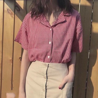 SƠ MI CARO ĐỎ ĐEN CỔ BẺ BASIC HOT