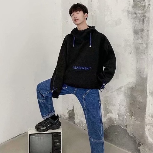 Áo hoodie dáng rộng dày dặn màu trơn thời trang thu đông cho nam