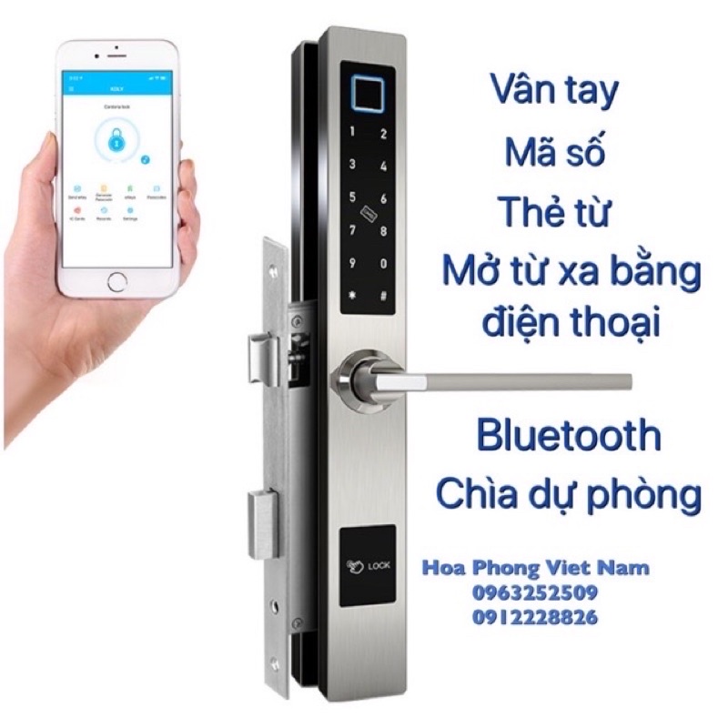 Khóa vân tay thông minh INOX APP TTlock cửa gỗ, sắt, cửa nhôm, nhôm xingfa, nhựa lõi thép, cửa bản