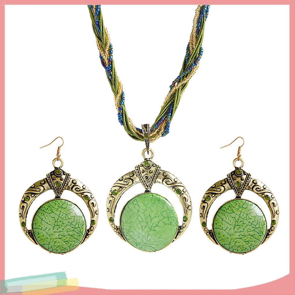 Set 2 Vòng cổ Và Bông Tai Nhiều Lớp Phong Cách Bohemian