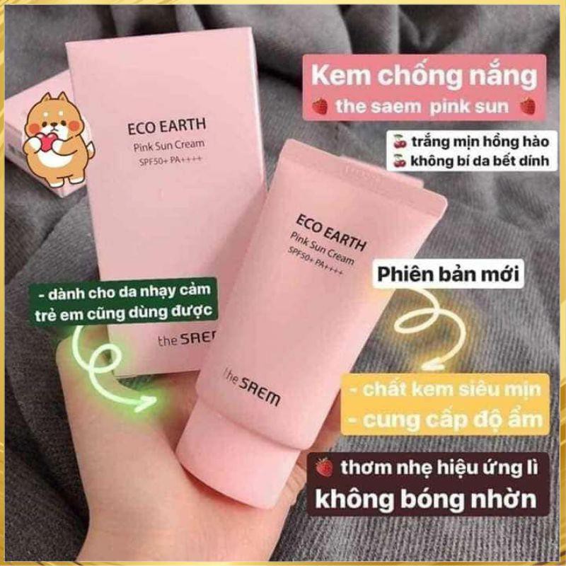 Kem Chống Nắng The seam Eco Earth Power Pink (SPF 50+/PA)++++