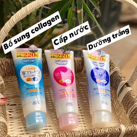 Sữa rửa mặt Kose softymo collagen white 190g