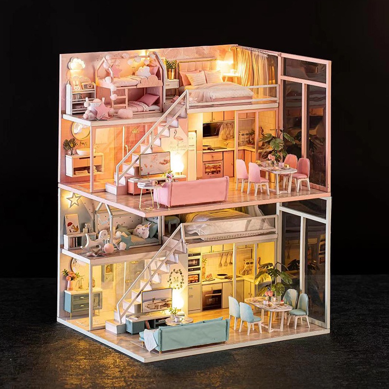 Nhà mô hình tự lắp ráp DIY -  Dòng thời gian màu xanh Blue Times L028