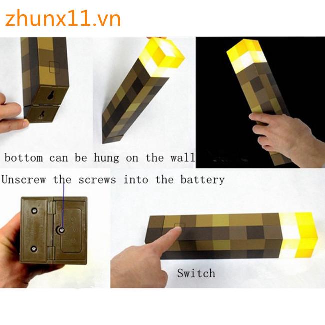 Light Up Torch 28CM High Brightness LED Minecraft Hand Held or Wall Mount Flashlight